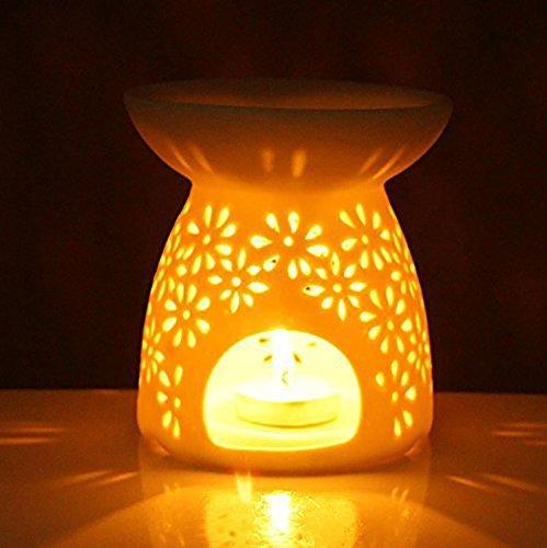 Ceramic Tea Light Holder, Aromatherapy Essential Oil Burner, Great Decoration for Living Room, Balcony, Patio, Porch and Garden, Vase Shape