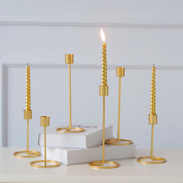 Gold Metal Candle Holders Modern Style Simple Design Candle Holder Wedding Christmas Table Decoration Bar Party Home Decor Candlestick