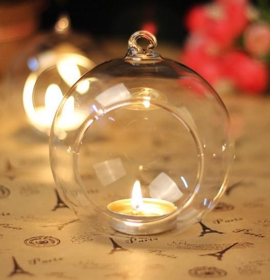 Crystal glass hanging candlestick candlestick home wedding party dinner decoration round glass air plant bubble crystal ball