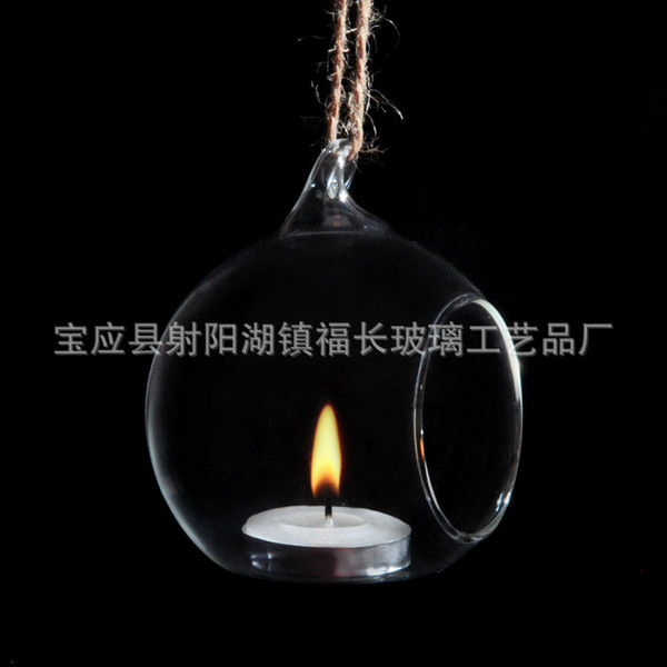 Hanging Type Spherical Glass Candle Holder For Wedding Home Furnishing Decoration Electronic Candle Optional Glass Candlestick 3fc2