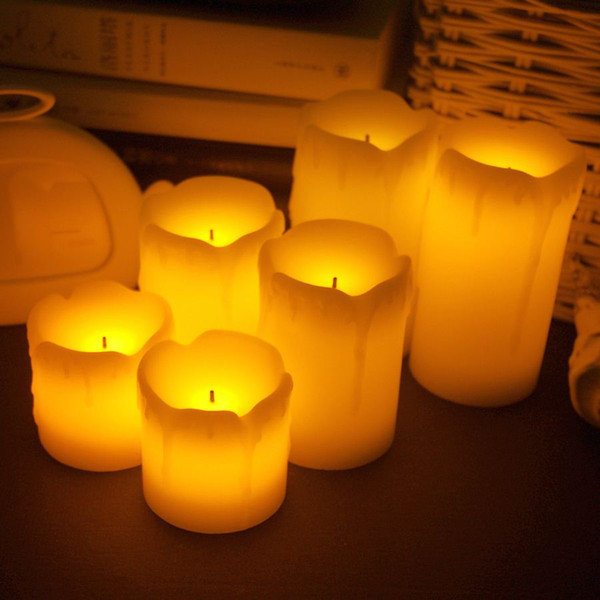 3pcs/lot Flameless Electronic LED Candles Lamp Cylindrical Flickering Yellow LED Tea Light Weding Party Decoration Gifts