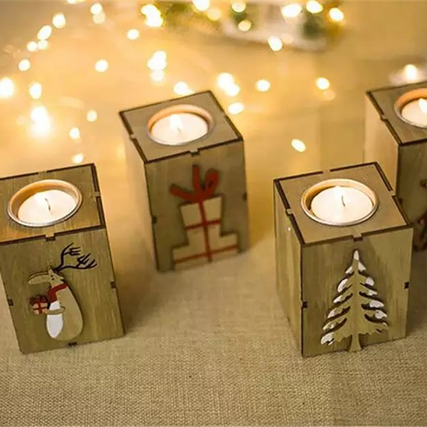 Wood Candle Holder Wooden Wedding Bar Party Valentine's Day Home Decor Christmas Decoration Candlestick Candlestick Table Tea Light