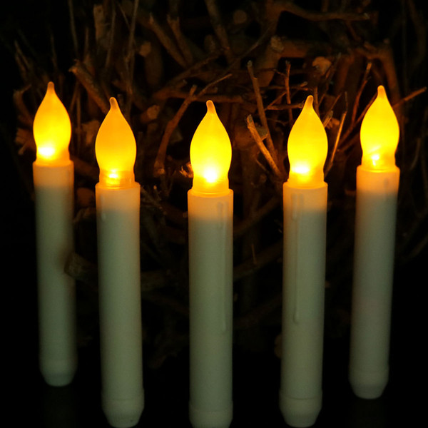 12 PCS/Set 2.1*16.5cm Battery Operated Flameless LED Taper Candles Lights for Wedding Birthday Churches Christmas Party Decorations