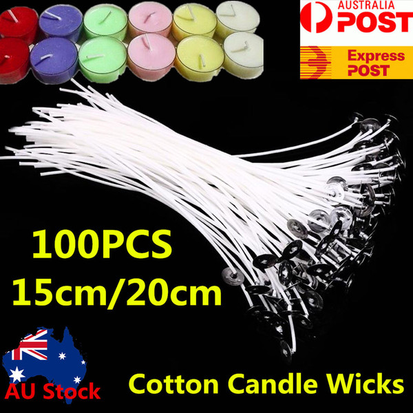 100pcs Candle Wicks Low Smoke Pre Waxed Wick with Tabs Sustainers Cotton Core