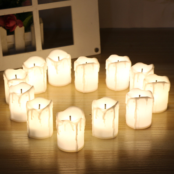 12pcs/set Halloween LED Candles Flameless Timer candle tealights Battery Operated Electric Lights Flickering Tealight for wedding Birthday