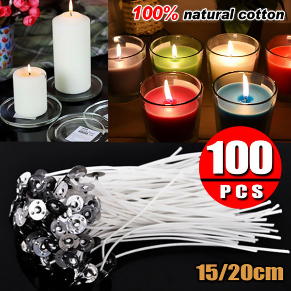 Low Smoke and Natural Candle Wicks with Tabs Sustainers Cotton 100 Pieces