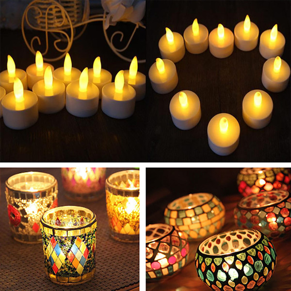 Led Tea Candles Mosaic Candlestick Flameless Tealight Battery Operated For Wedding Party Christmas Birthday XMAS Home Decor HH7-359