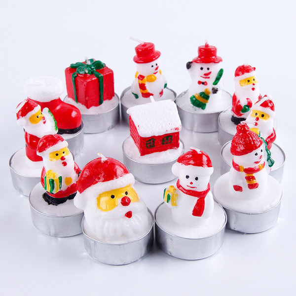 3pcs Christmas Santa Candles Micro landscape Hotel Market Wax New Year Candle Gifts Wedding Party House Decorations 4hc hh