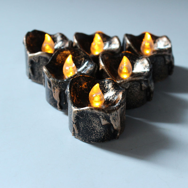 12Pcs/Set Battery Led Tea Light With Black Base For Wedding Home Party Decoration Flameless Flashing Tea Lights QW8151