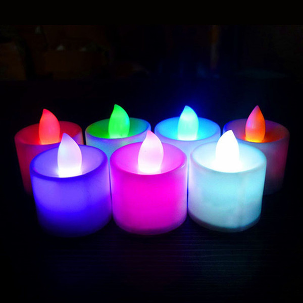 Amber LED Tea Light Plastic 6 Colors Candle Shape LED Fliker Flameless Candles Light For Wedding Party Holiday Decoration ZA5774