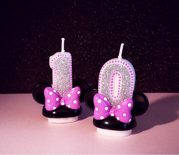 Girl Mouse Ears Candles Smokeless Child Birthday Number Candle Decorative Birthday Candles for Cake Decoration