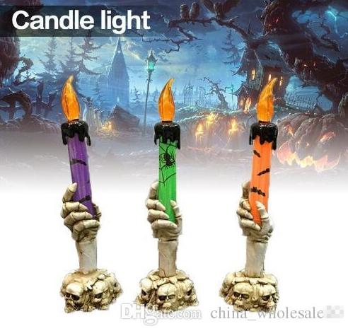 Halloween Decoration Skull Candle Holder LED Light Ghost Hand Candle Light Bar Party Ornaments Children Gags Toy Novelty ANI-306