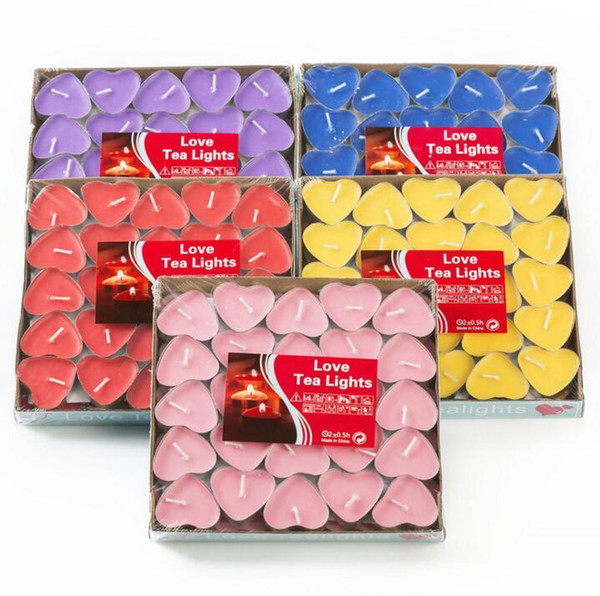 2Hours Candle Hosley's Set of 50 Heart Style Tea Light Candles Smokeless And OdourlessTealight Birthday Valentine's day Weddings Product