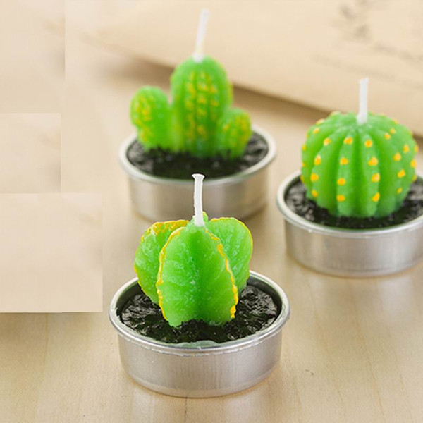 Cactus Scented Candle Green Meat Plant Home Interior Scent Candles Romantic Green Candle Tea Light Candles Mini Lovely Gift