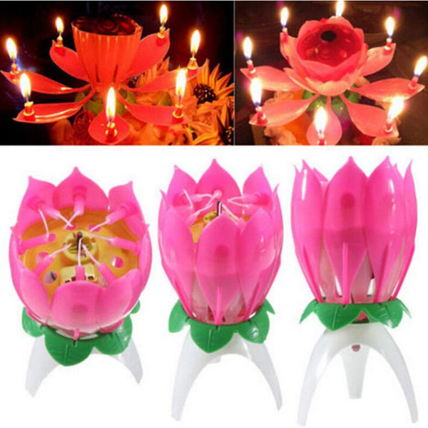 2017 Pink Scented Candles Offer Candle Lamp No Red Velas Decorativas Beautiful Birthday Gift Flower Music Lotus New Candles Petal for Party