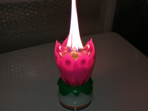 5 color Romantic Happy Birthday Music Play Lotus Candle Magic Musical Candle Flower Special For Birthday 100pcs