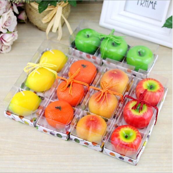 Simulation Fruit Scented Candles Orange Lemon Peaches Apple Shape Candle Viivid Romantic Christmas Party Decoration Bougie Fashion