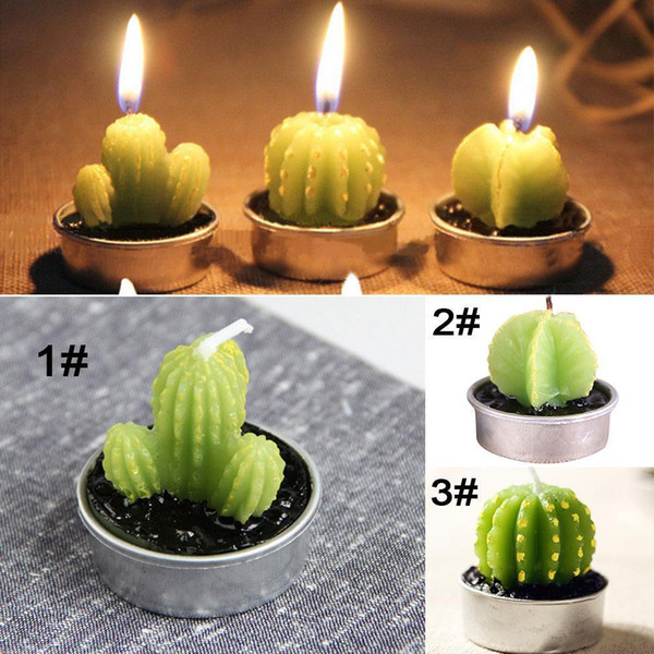 6PCS/Set Home Decor Rare Mini Cactus Candle Table Tea Light Home Garden Simulation Plant Candle Decorative Wedding Candles PML