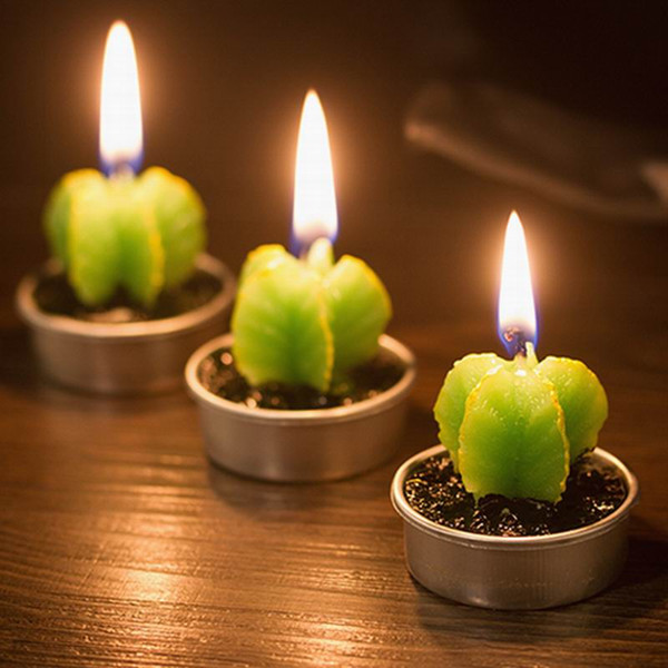 Cactus Scented Candle Green Meat Plant Home Interior Scent Candles Romantic Green Candle Tea Light Candles Mini Lovely Gift