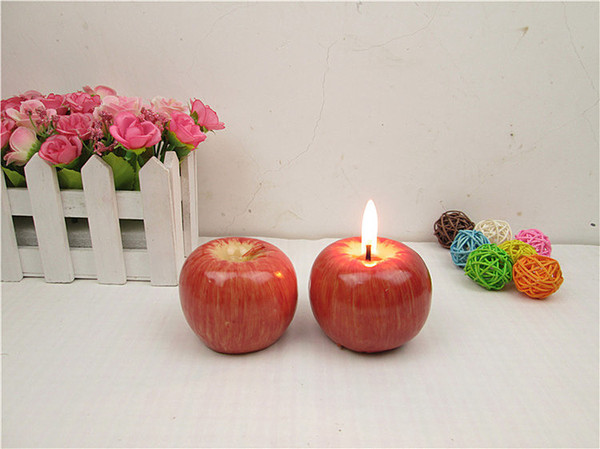 Home Red Apple Shape Fruit Scented Candle Gift Wedding Decoration Valentine's Day Christmas Candle Lamp EMS Shipping