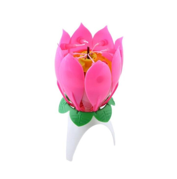 Amazing Romantic Musical Lotus Flower Happy Birthday Party Gift Music Candle Free Shipping