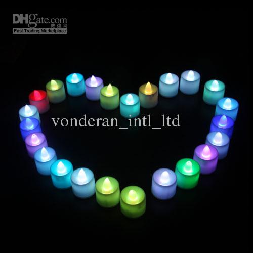 LED romantic candles seven colors slow flash