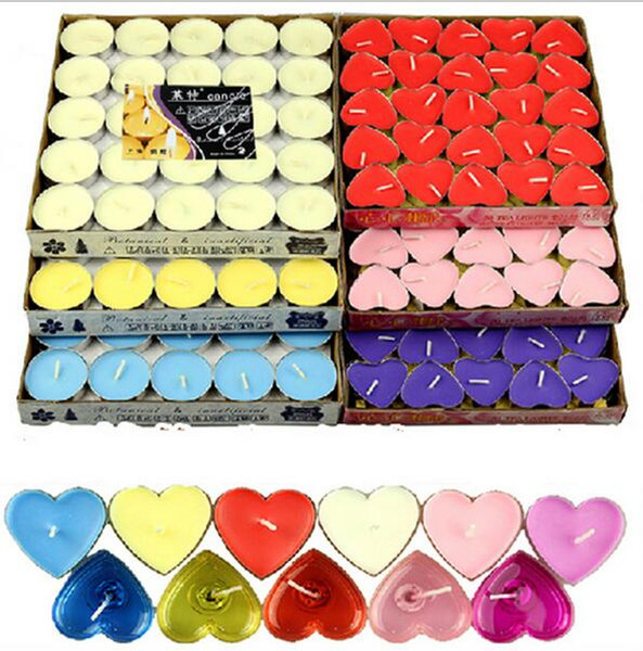 50pcs Romantic Smokeless candles circle heart-shaped Tealight decorative candle for birthday wedding party home decor