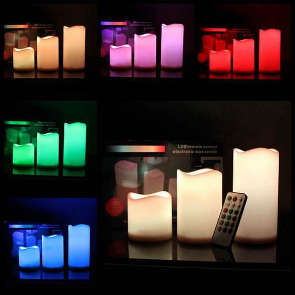 LED Flameless Candle Remote Control Color Changed Pillar Candle Lamp Led Night Lights Set Romantic Wedding Gift Christmas Decoration