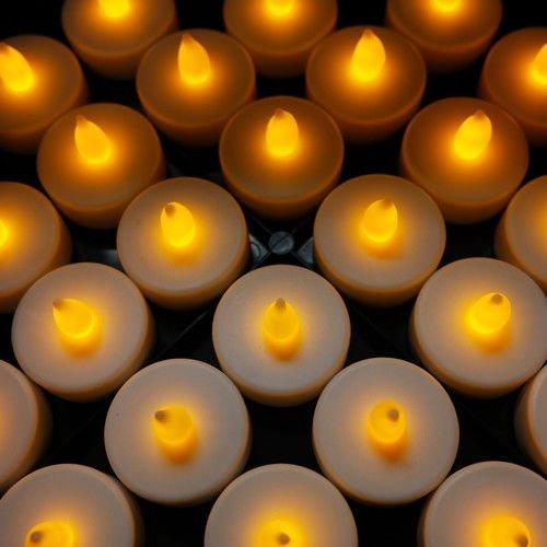 Freeshipping Flameless Battery Christmas LED Tea Lights Flickering Amber Tealight Candles Pack of 48 for Home Dec