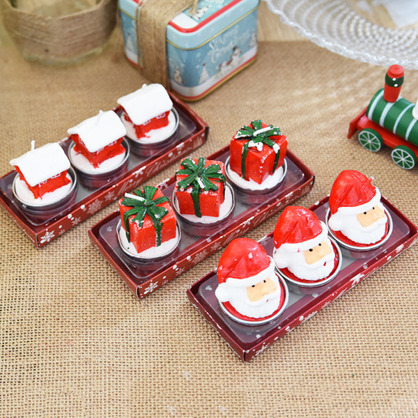 Bulk Sales 3PCS set Santa Claus Cute Candle For Home Decorative Candles Snowman Tea Lights Art Candle For Wedding/Birthday/Party/Christmas