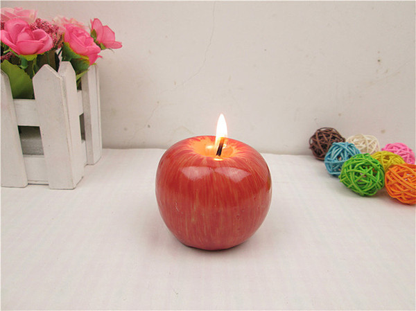 Lovely Christmas Gift Cute Design Red Apple Shape Fruit Scented Candle Home Decoration Christmas Candle Birthday Candle Lamp EMS Shipping