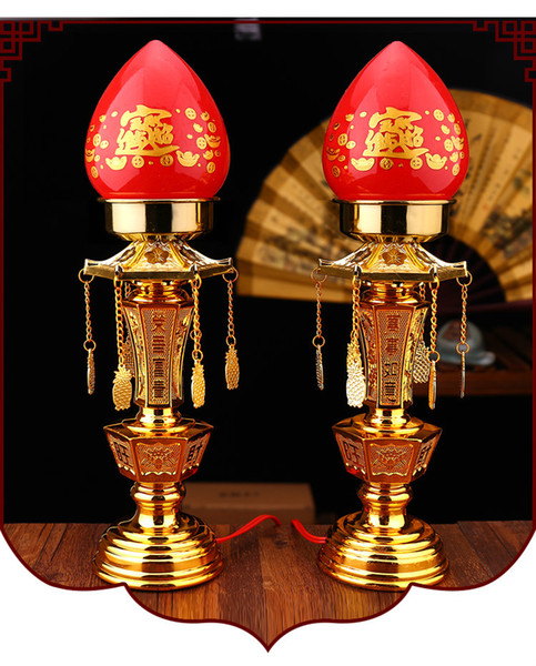 12inch Red LED Candle table lamp For Buddha Fortuna lamp one pair plastic material 30x8cm