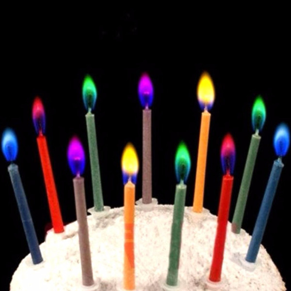 6PCS/Lot Colored Birthday Candles Safe Flames Candle Party Festivals Cake Topper Decorations Bougie Anniversaire Velas