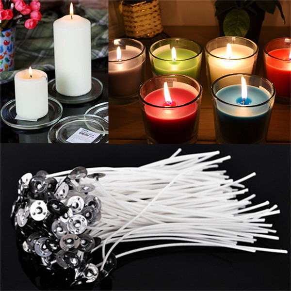 New 30PCS Durable Candle Wicks Cotton Core Waxed With Sustainers for DIY Making Candles Gifts Supplies 4 Inch Wholesale