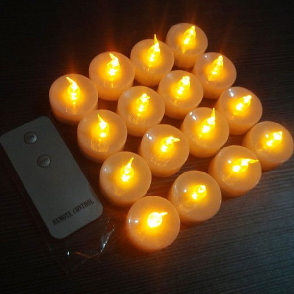 12pcs Electronic Led Candle Flickering Flameless Tea Light Amber Glow With Remote Control For Wedding Party Xmas Decor