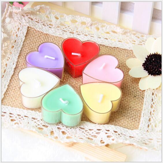 Wholesale 9/lot valentine's day delicate PVC box of heart-shaped scented candles scented candles romantic proposal home decoration tea wax