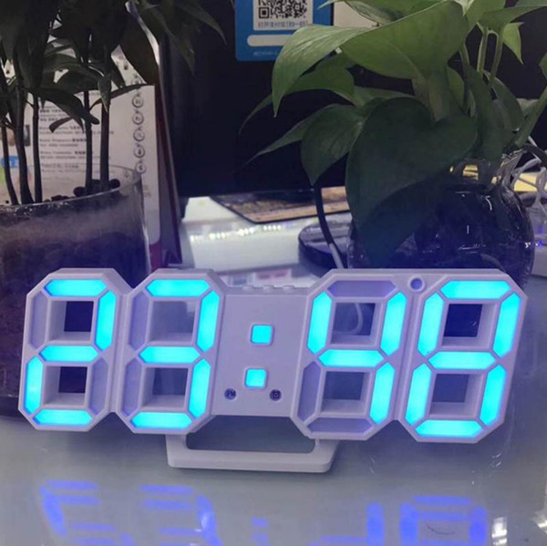 Modern 3D LED Wall Clock Digital Alarm Clock Date Temperature mechanism Alarm Snooze Desk Table Clock in retail box