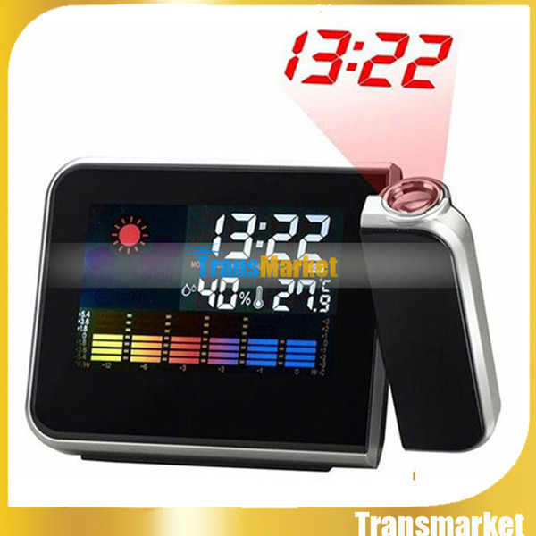 New Brand Square Digital Projection Clock Weather Multi Function Alarm Color Screen Calendar Home Decor Desk Table Clock PTCT