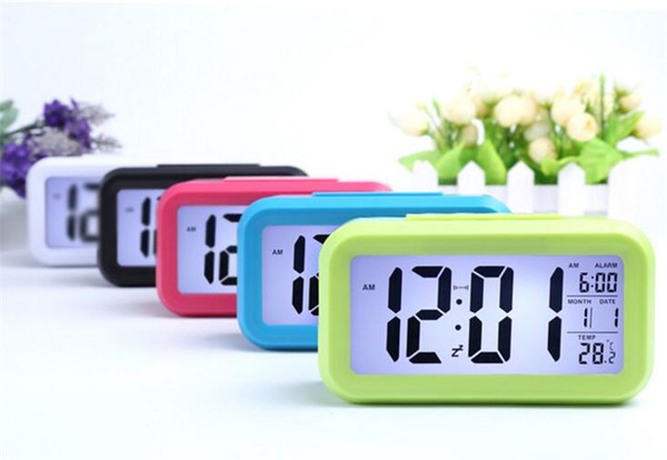 Smart Sensor Nightlight Digital Alarm Clock with Temperature Thermometer Calendar Silent Desk Table Clock G349