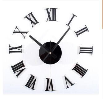 Classic black 3 d DIY Roman numerals wall clock Creative combination of the wall clock DIY clock