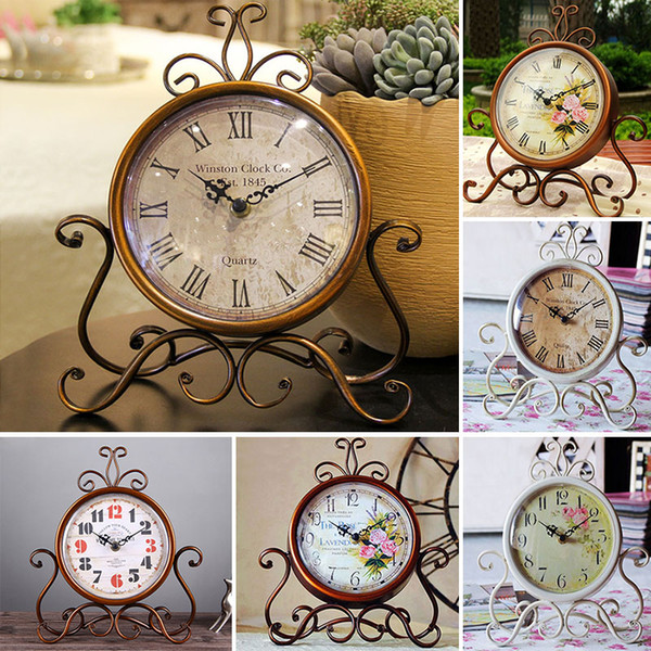 Vintage Metal Round Clock Creative Home Living Room Bedroom Decor 16 Style Table Floor Clocks Free Shipping WX9-43