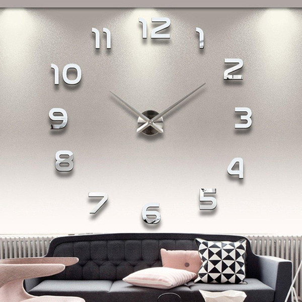 Home Decoration Big Number Mirror Wall Clock Modern Design Large Designer Wall Clock 3D Watch Wall Unique Gifts