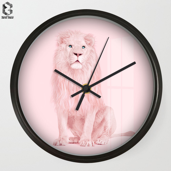 Chic Art Wall Clock Cartoon Sweet Lion For Kids Room Wall Decor, Nursery Decorative Mute Quartz Clocks Saat Home Decoration