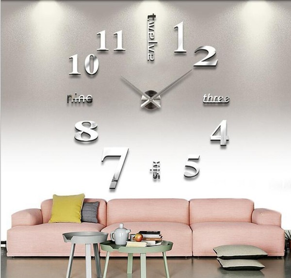 Living Room Decorations Bedroom Wall Stickers Diy Clock Personalized Home Art 3D Mirror Wall Clock Mute Clock