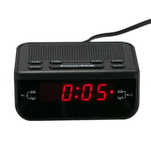 Modern Design Compact Digital Alarm Clock FM Radio with Dual Alarm Buzzer Snooze Sleep Function Red LED Time Display Clock