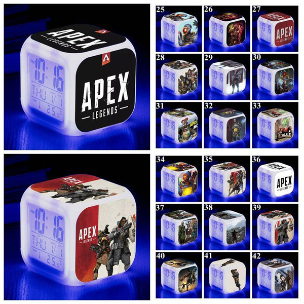 53 Styles Apex Legends Alarm Clock Apex Legends Digital Desk Square Alarm Clock with LED Screen Desk Clock Table Clocks CCA11354 20pcs