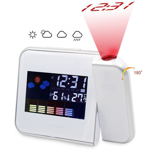 digital LCD Projector With Weather Station Digital Electronic Table Watch Nixie Alarm Clock With Time Projection