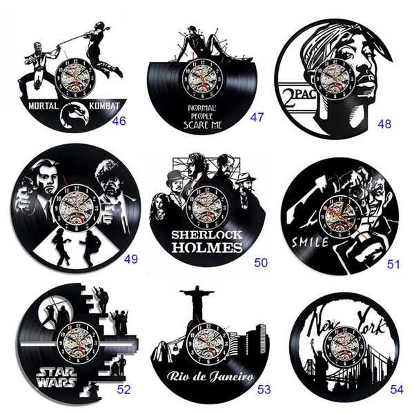 50pcs customizable 12 inches Black Vinyl Record Wall Classroom Home Decor Wall Art Clock Gift DHL