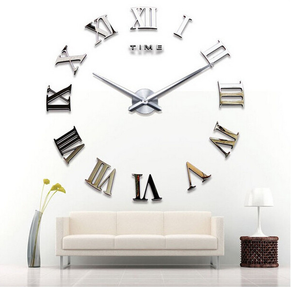 classic rome number fashion wall clock creative clock home decoration diy wall clock acrylic mirror wall clock stickers