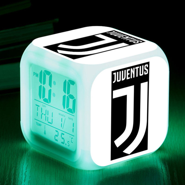 Italy Football Club Waker Up Light LED Alarm Clock Kids Toys reloj despertador infantil 7 Color Flash Watch Clocks Desk lamps